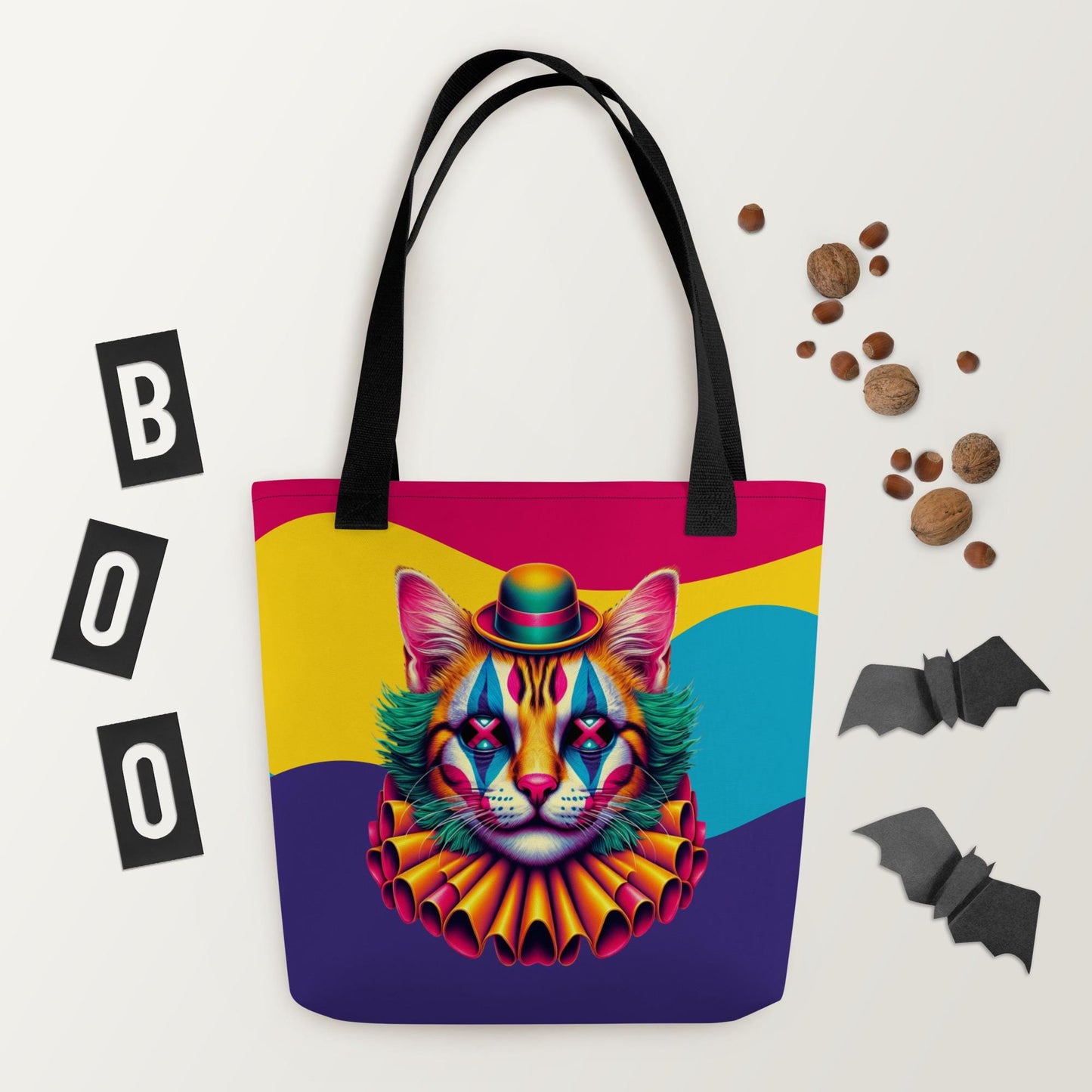 TOTE BAG Gothic Grunge Darkcore Weirdcore Clowncore Circus Cat Clown Halloween Tote Bag