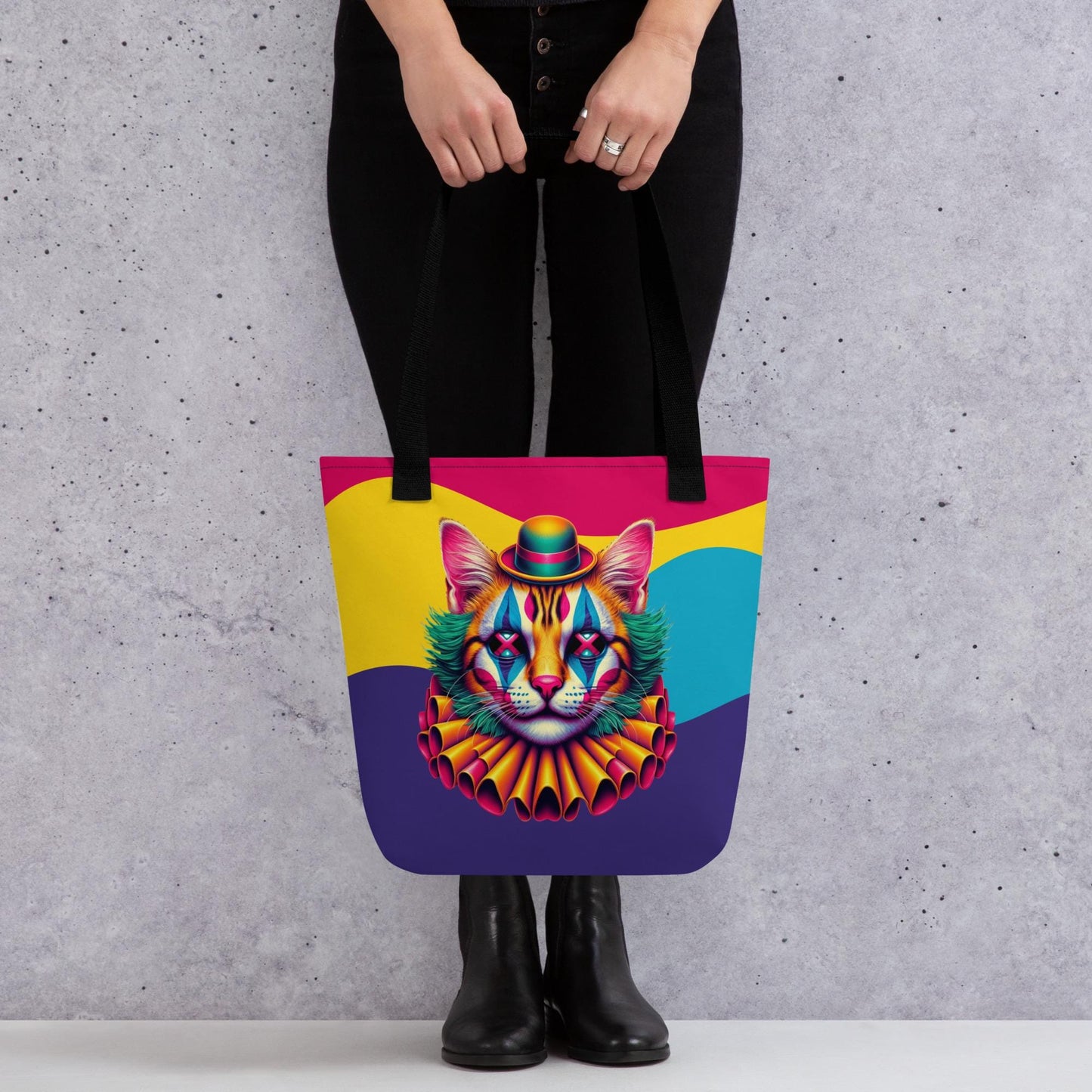 TOTE BAG Gothic Grunge Darkcore Weirdcore Clowncore Circus Cat Clown Halloween Tote Bag