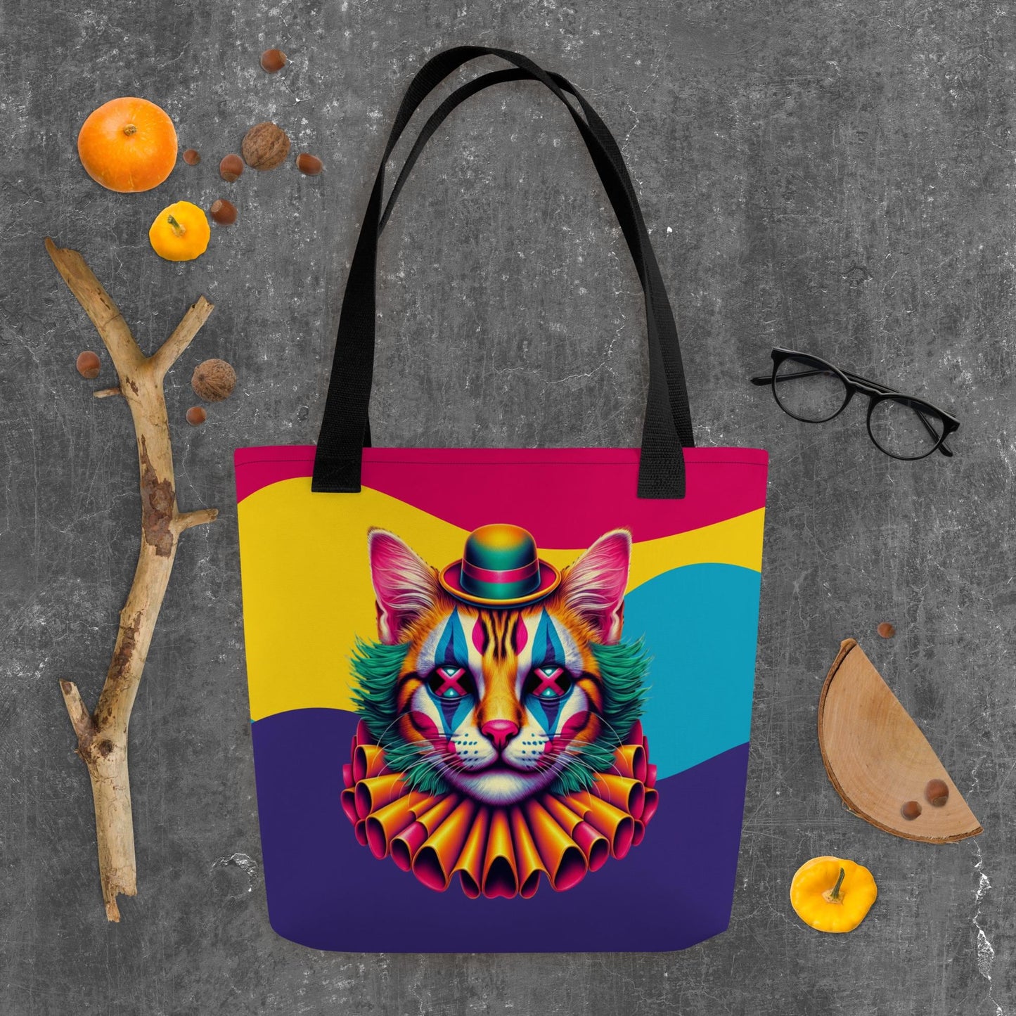 TOTE BAG Gothic Grunge Darkcore Weirdcore Clowncore Circus Cat Clown Halloween Tote Bag