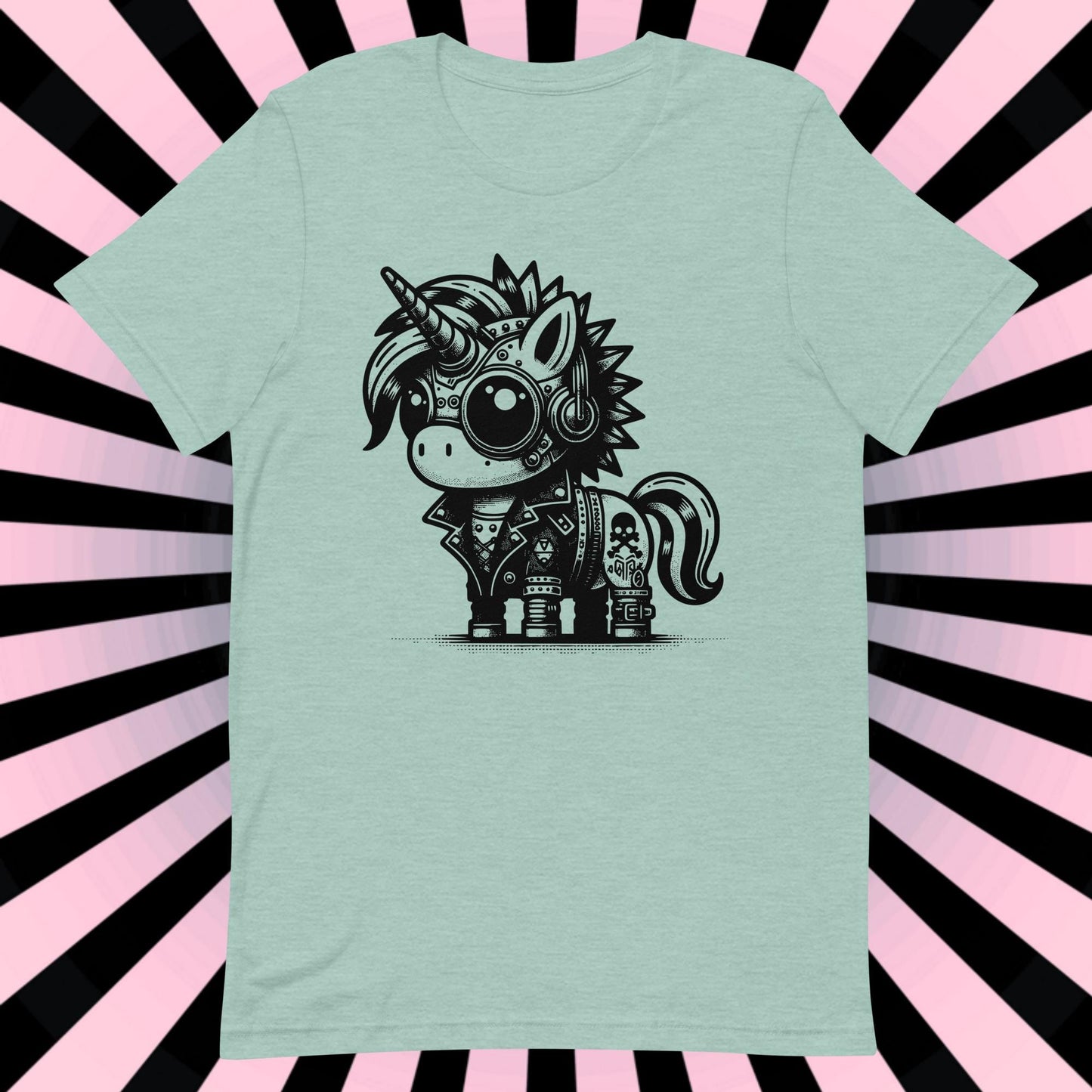 Cyborg Unicorn Tee Kawaii Design Cyberpunk Unicorn Shirt Y2K Pastel Goth Ethical Techwear in Whimsigoth Warcore Style