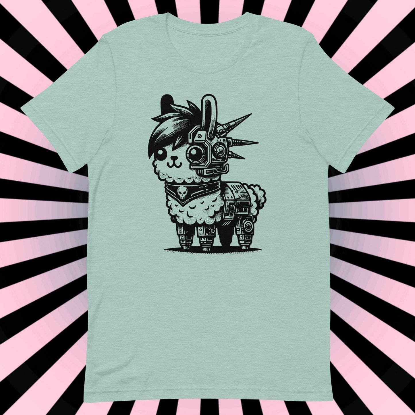 Cyborg Llama Tee Kawaii Design Cyberpunk llama Shirt Y2K Pastel Goth Ethical Techwear in Whimsigoth Warcore Style
