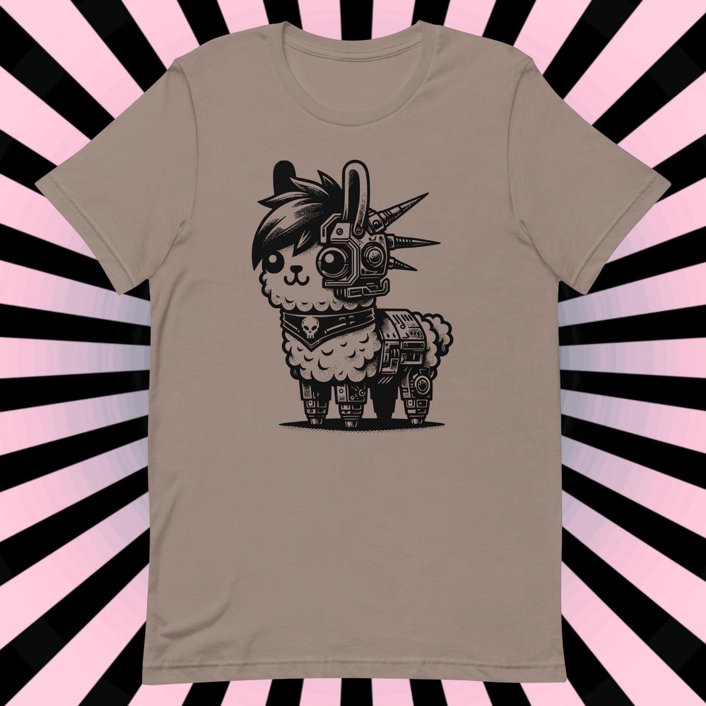 Cyborg Llama Tee Kawaii Design Cyberpunk llama Shirt Y2K Pastel Goth Ethical Techwear in Whimsigoth Warcore Style
