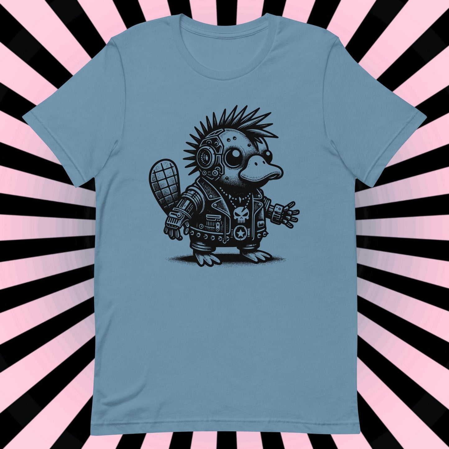 Cyborg Platypus Tee Kawaii Cyberpunk & Y2K Pastel Goth Techwear Platypus Shirt in Whimsigoth Warcore Style