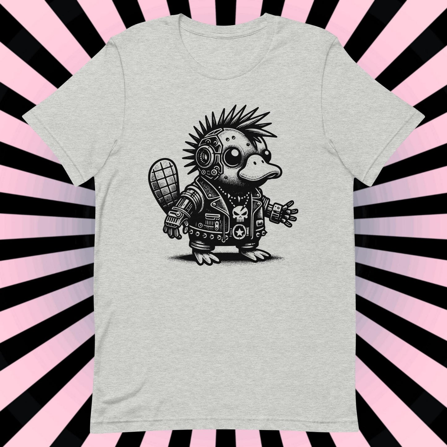 Cyborg Platypus Tee Kawaii Cyberpunk & Y2K Pastel Goth Techwear Platypus Shirt in Whimsigoth Warcore Style