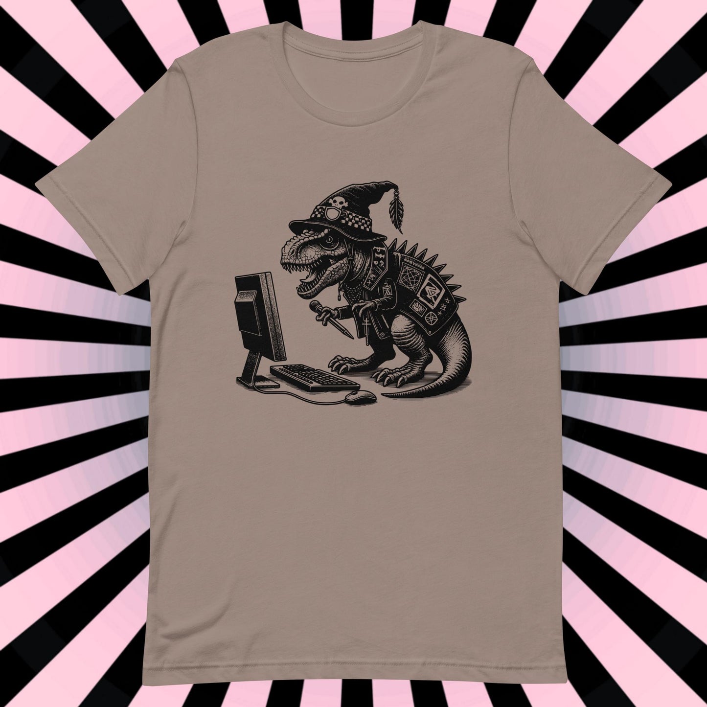 Cyberpunk Dinosaur T-Shirt Y2K Pastel Goth T-Rex Shirt Techwear Unique Whimsigoth and Weirdcore Fashion