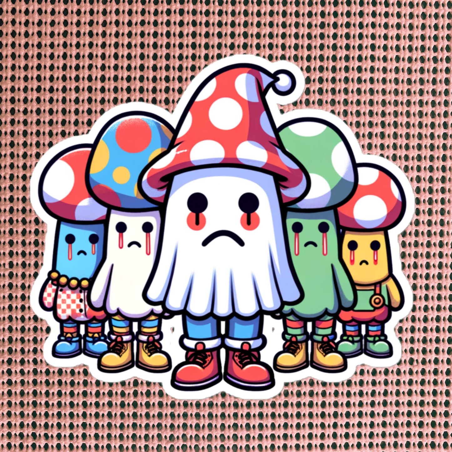 Sticker Sad Little Ghost Gang Waterproof Vinyl Sticker Halloween Creepy Cute Gift