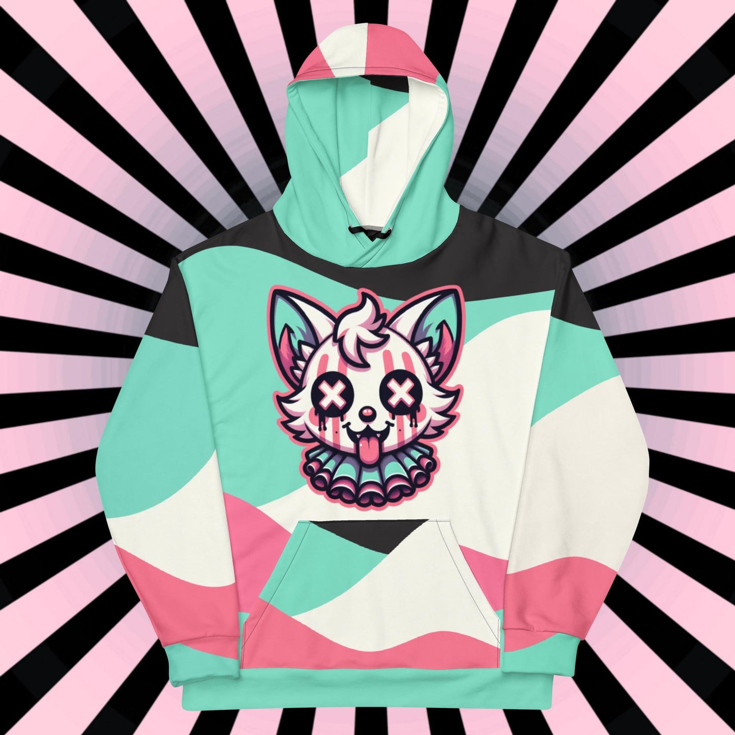 Graphic Weirdcore Cute Fox Clown Unisex Hoodie Y2K Clowncore Grunge Pastel Goth Hoodie Sweatshirt