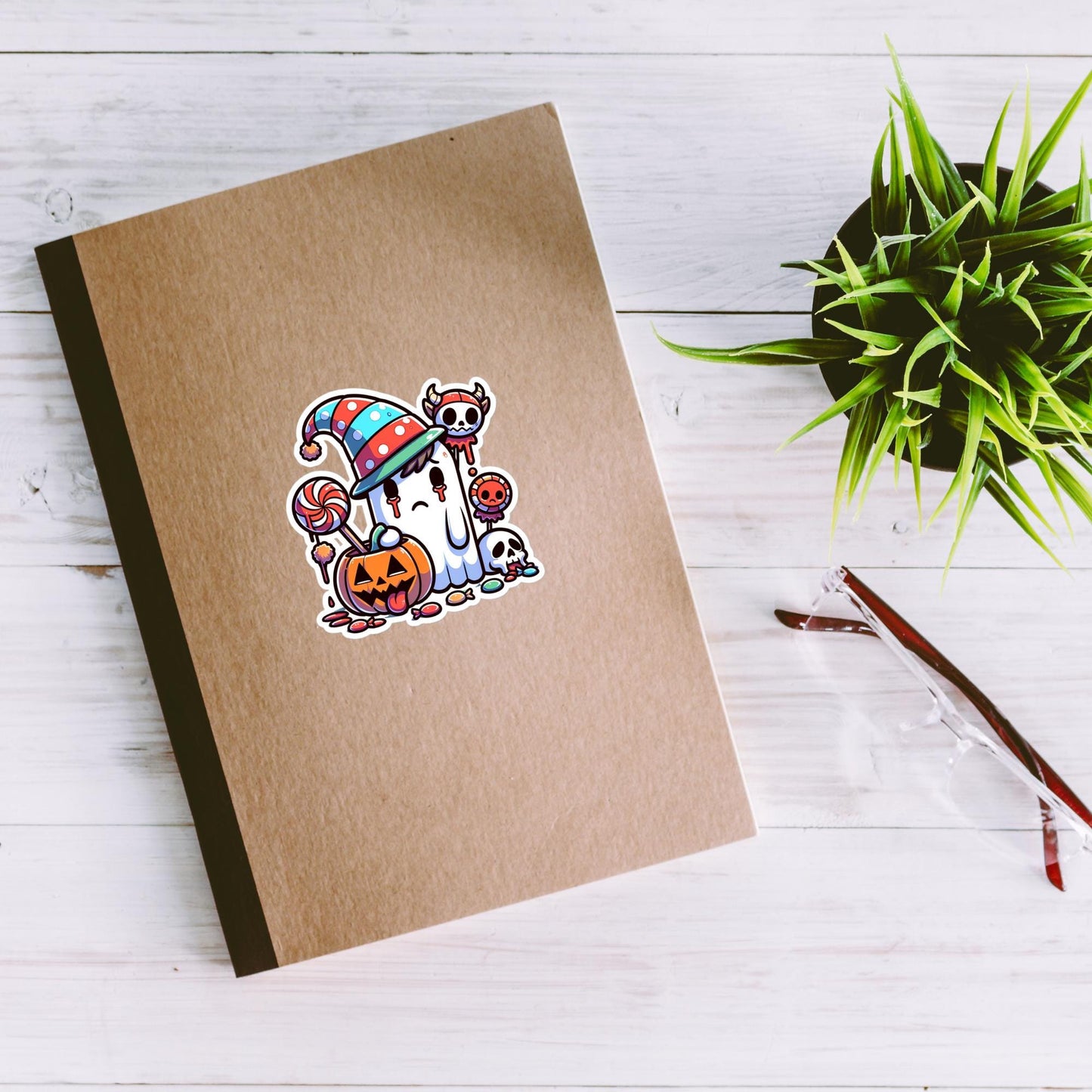 Sad Little Trick or Treat Ghost Halloween Sticker Vinyl Waterproof Weird Ghost Sticker