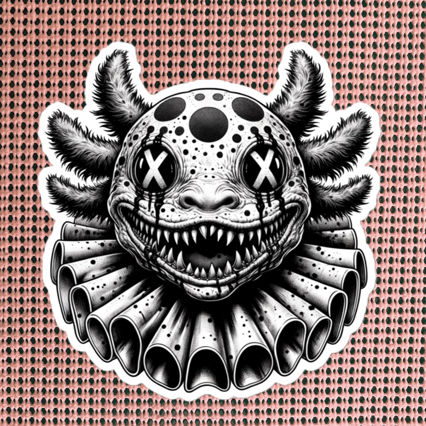 Macabre Horror Gothic Axolotl Clown Vinyl Sticker Gore Clowncore Gothic Evil Clown Weirdcore Waterproof Sticker