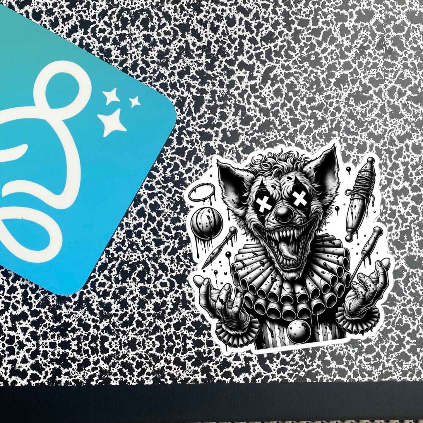 Dark Macabre Horror Gothic Hyena Clown Vinyl Sticker Gore Clowncore Gothic Evil Clown Weirdcore Waterproof Sticker