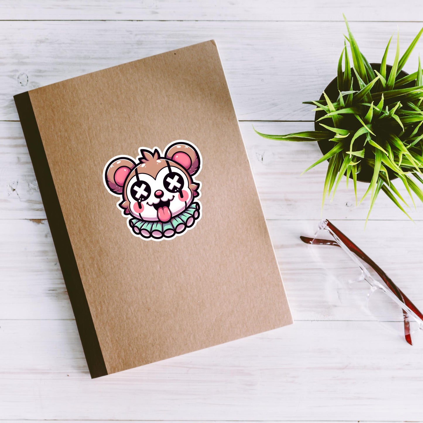 Creepy Cute Weird Quokka Clown Vinyl Sticker Weirdcore Clowncore Pastel Grunge Goth Clown Animal Waterproof Sticker