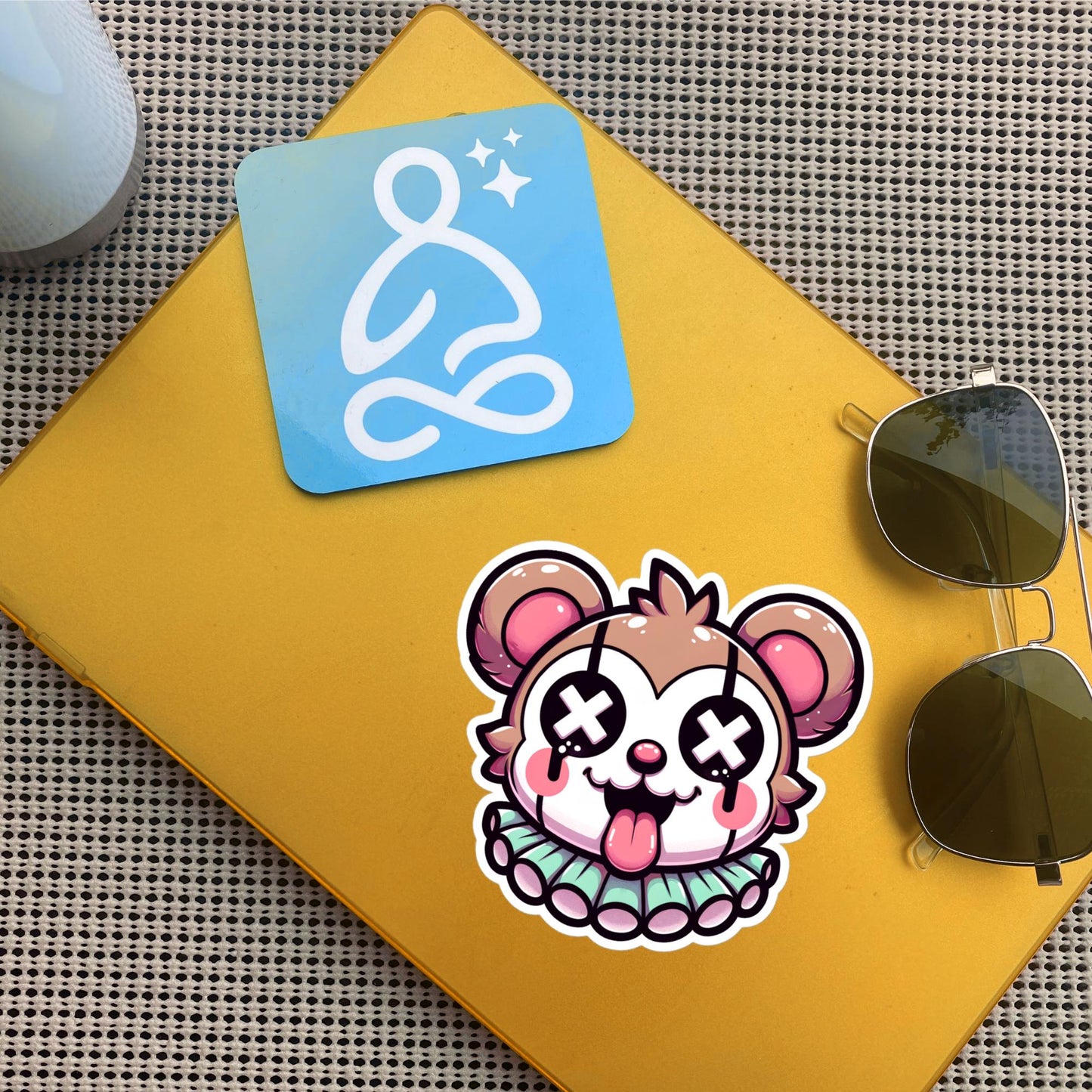 Creepy Cute Weird Quokka Clown Vinyl Sticker Weirdcore Clowncore Pastel Grunge Goth Clown Animal Waterproof Sticker