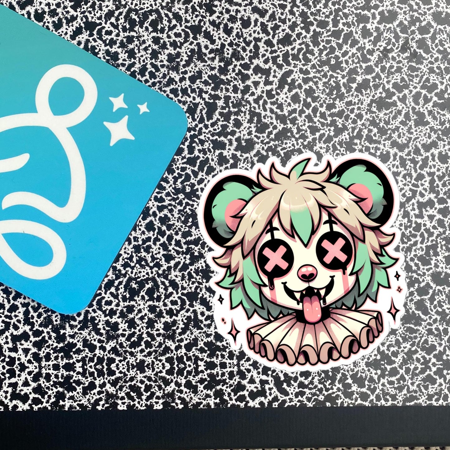 Cute Weird Hyena Clown Vinyl Sticker Weirdcore Clowncore Creepy Pastel Grunge Goth Clown Animal Waterproof Sticker
