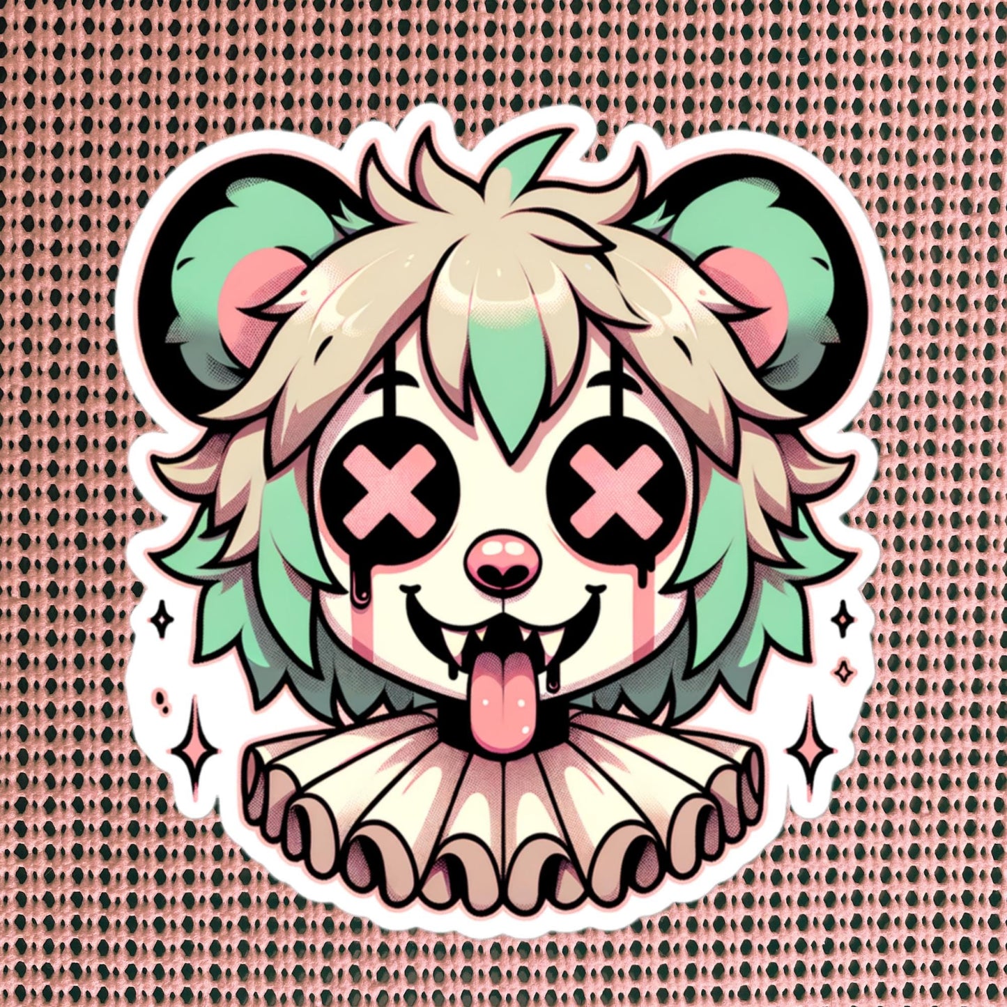 Cute Weird Hyena Clown Vinyl Sticker Weirdcore Clowncore Creepy Pastel Grunge Goth Clown Animal Waterproof Sticker