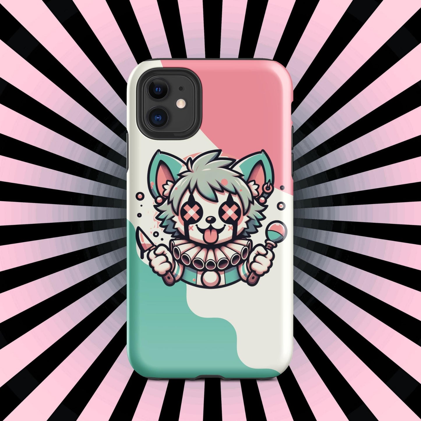 Creepy Cute Weirdcore Psycho Hyena Clown Clowncore Grunge Pastel Goth Tough Case for iPhone® Glossy or Matte