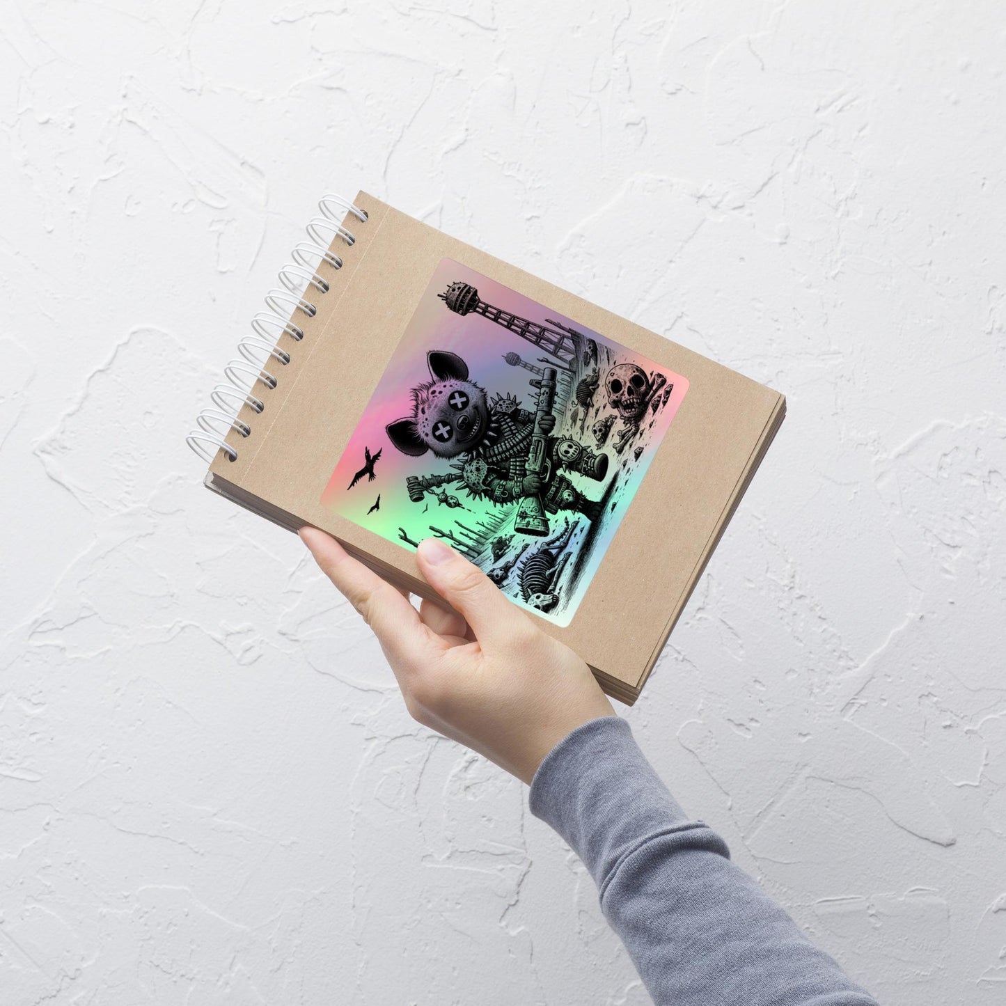Creepy Cute Hologram Weirdcore Hyena Dystopian Futuristic Battle Hyena Oddcore Holographic sticker