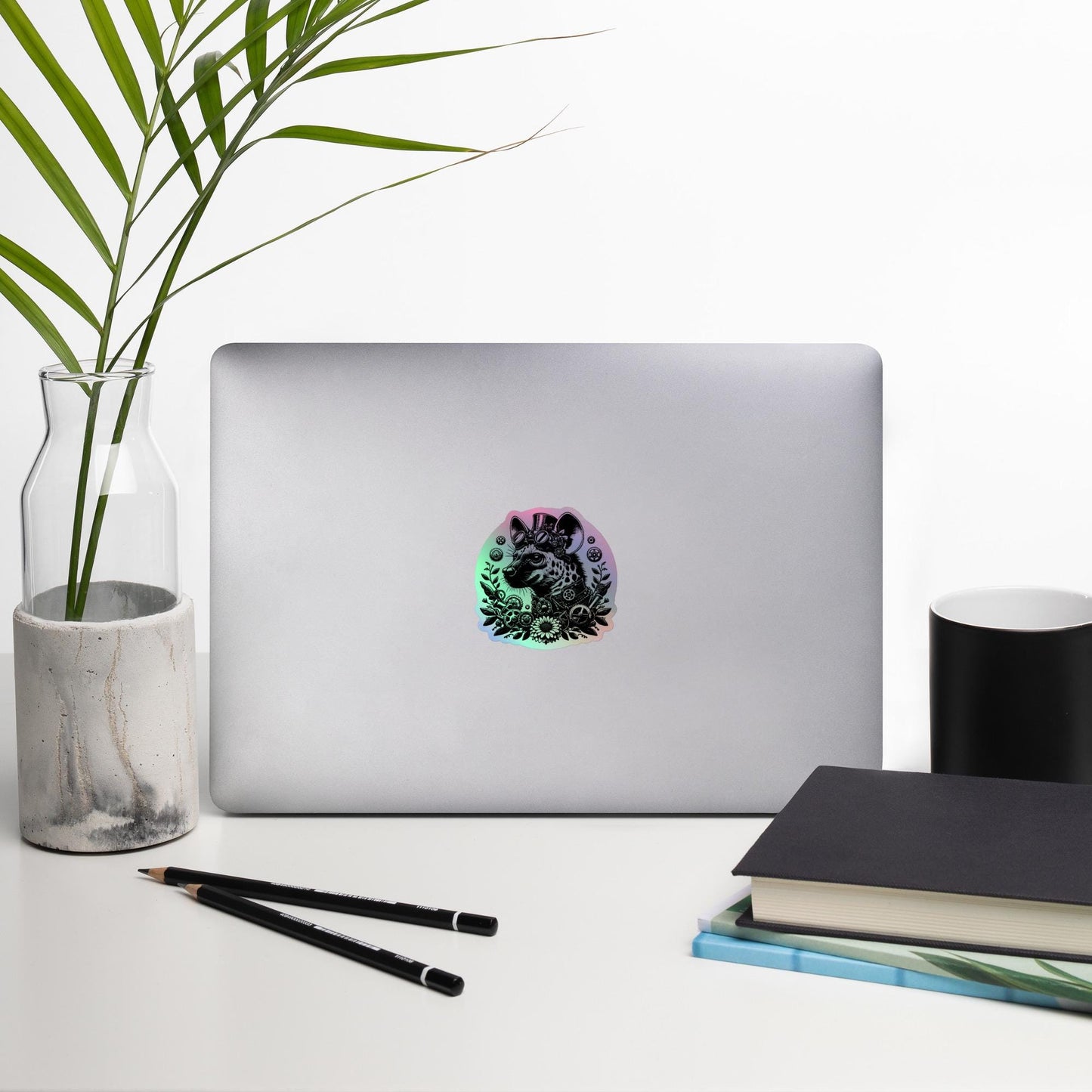 Weirdcore Steampunk Cyber Spotted Hyena Hologram Sticker Oddcore Grunge Goth Holographic sticker