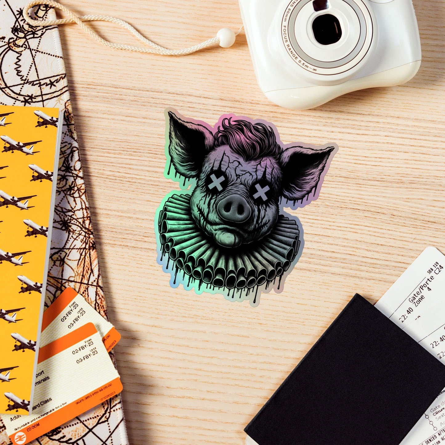 Creepy Clowncore Horror Pig Clown Hologram Sticker Weirdcore Clown Grunge Goth Holographic sticker