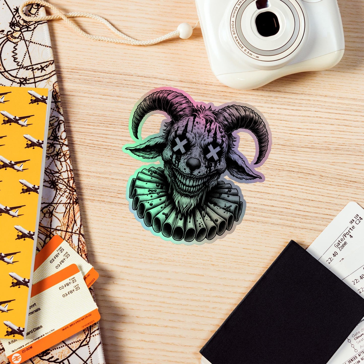 Creepy Clowncore Horror Evil Goat Clown Hologram Sticker Weirdcore Clown Grunge Goth Holographic sticker