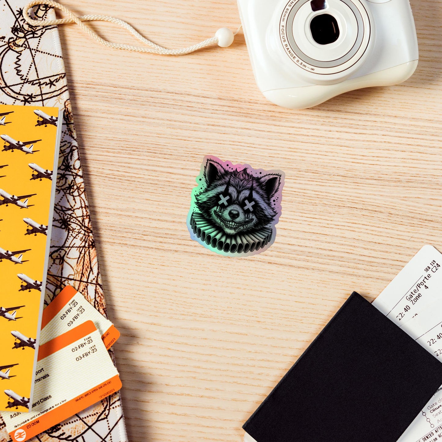 Creepy Clowncore Horror Raccoon Clown Hologram Sticker Weirdcore Clown Trash Panda Grunge Goth Holographic sticker