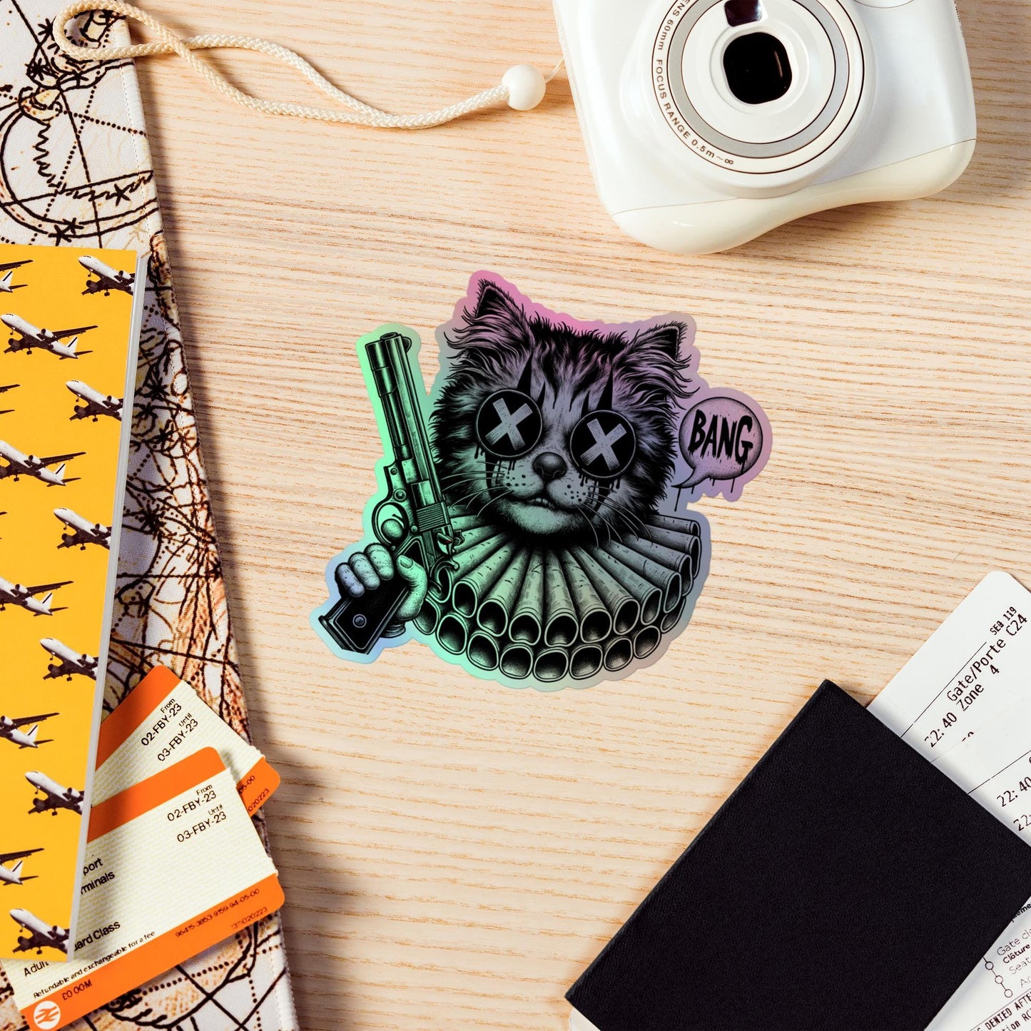 Creepy Clowncore Evil Horror Cat Clown Hologram Sticker Weirdcore Clown Grunge Goth Holographic sticker