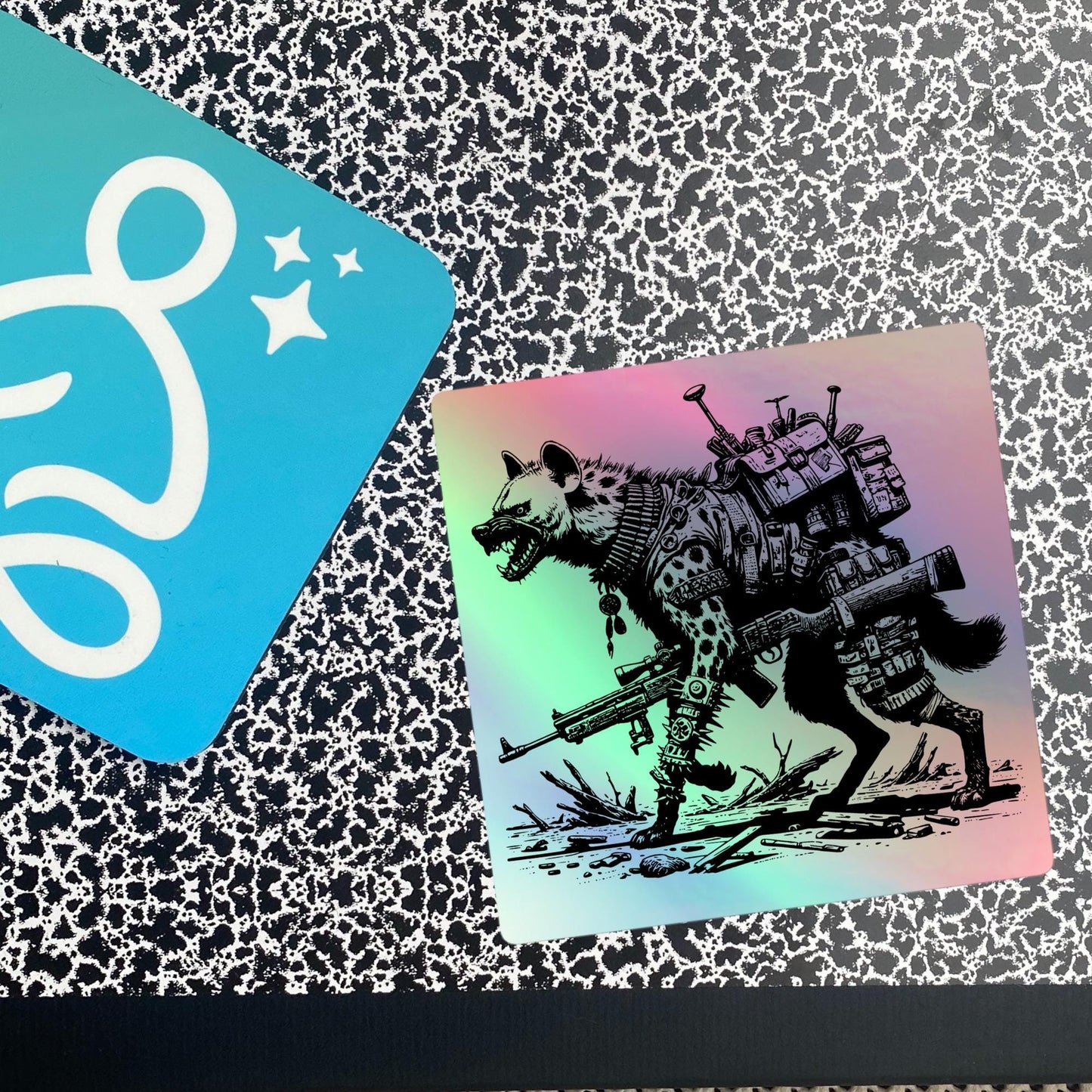 Warcore Battle Hyena Horror Sticker Futuristic Dystopian Gothic Grunge Holographic stickers