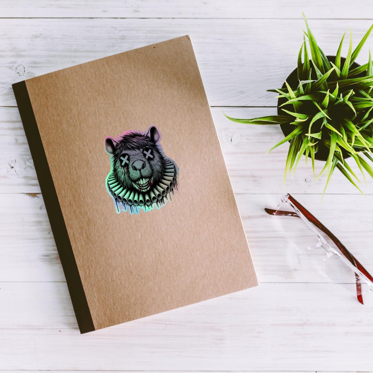 Creepy Clowncore Horror Capybara Clown Hologram Sticker Weirdcore Clown Grunge Goth Holographic sticker