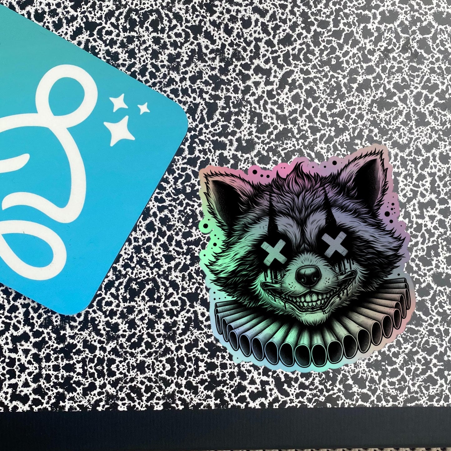 Creepy Clowncore Horror Raccoon Clown Hologram Sticker Weirdcore Clown Trash Panda Grunge Goth Holographic sticker