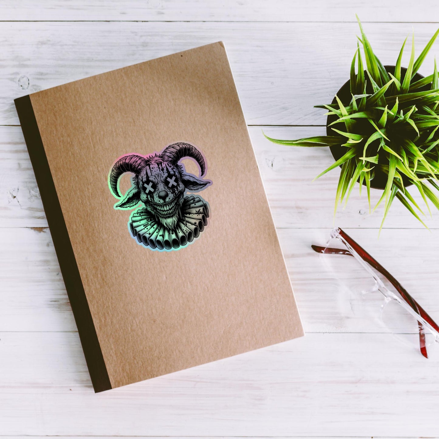 Creepy Clowncore Horror Evil Goat Clown Hologram Sticker Weirdcore Clown Grunge Goth Holographic sticker