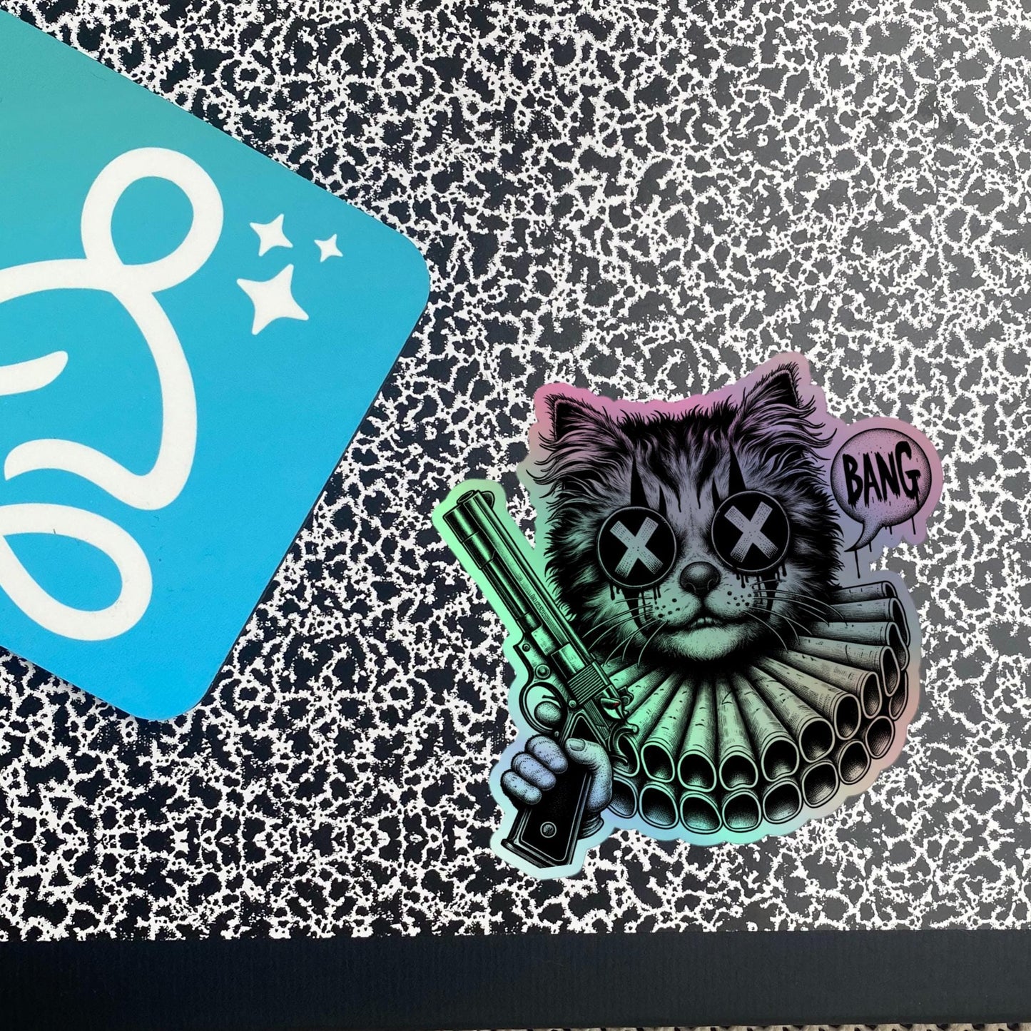 Creepy Clowncore Evil Horror Cat Clown Hologram Sticker Weirdcore Clown Grunge Goth Holographic sticker