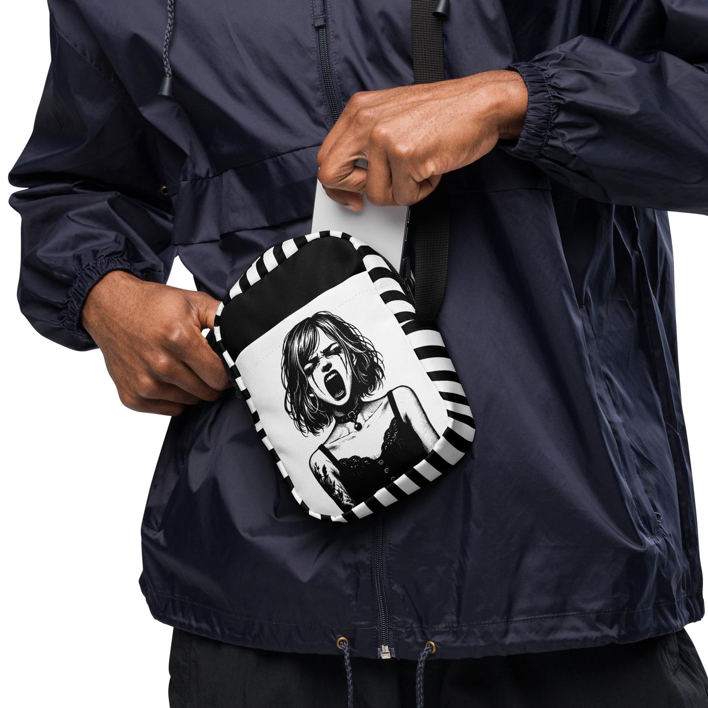 Gothic Girl Screaming Crossbody Bag Ventcore Outcry Utility Purse Goth Punk Grunge Shoulder Bag