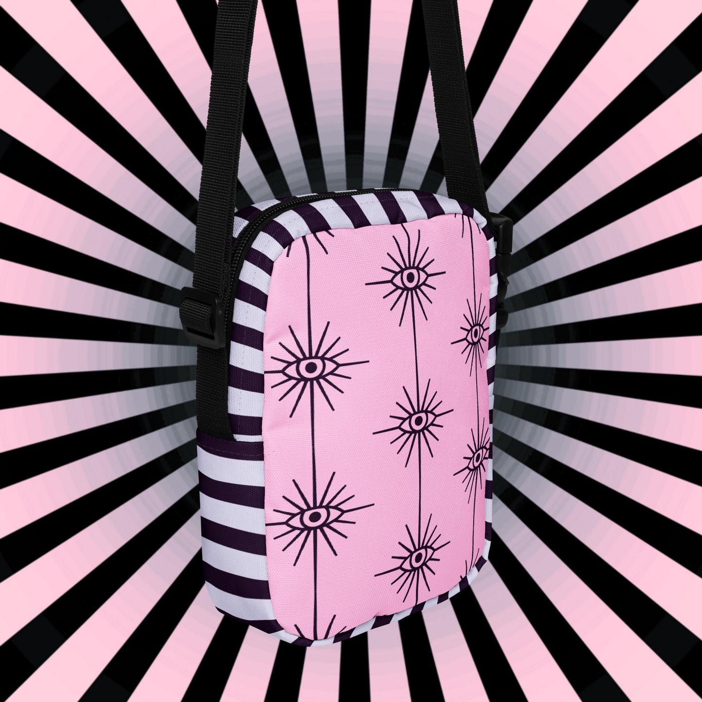 Creepy Cute Demon Girl Crossbody Bag Pastel Goth Grunge Evil Eye Pattern Back Should Sling Bag Purse