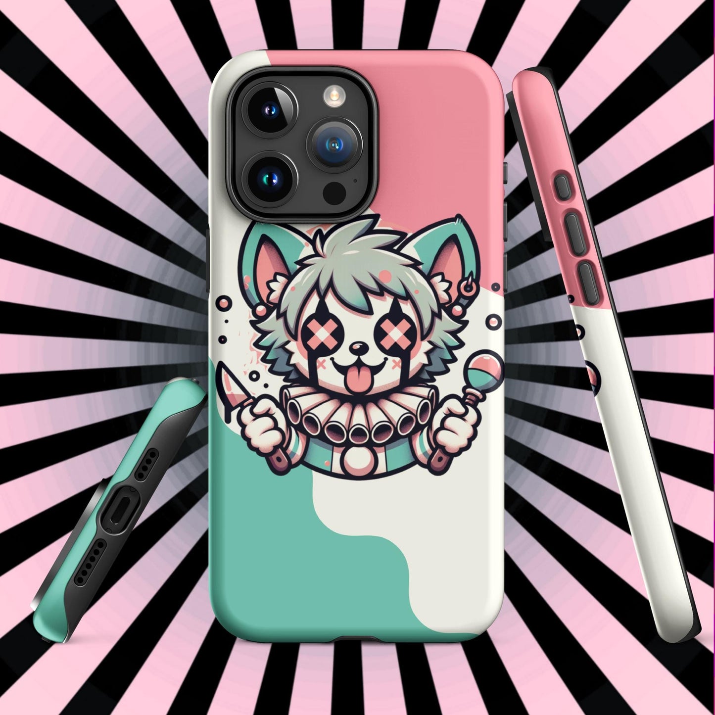 Creepy Cute Weirdcore Psycho Hyena Clown Clowncore Grunge Pastel Goth Tough Case for iPhone® Glossy or Matte