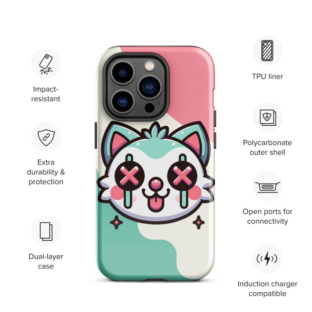 Creepy Cute Weirdcore Cat Clowncore Grunge Pastel Goth Tough Case for iPhone® Glossy or Matte