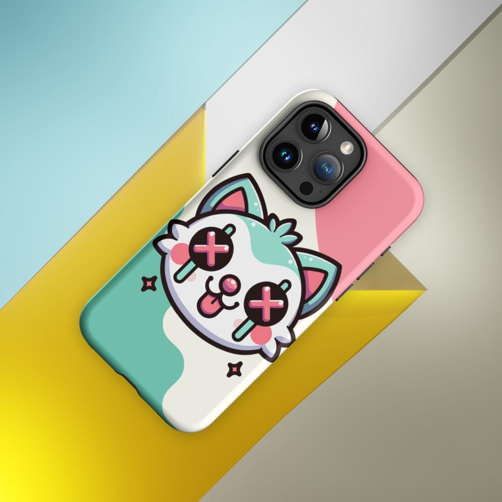 Creepy Cute Weirdcore Cat Clowncore Grunge Pastel Goth Tough Case for iPhone® Glossy or Matte