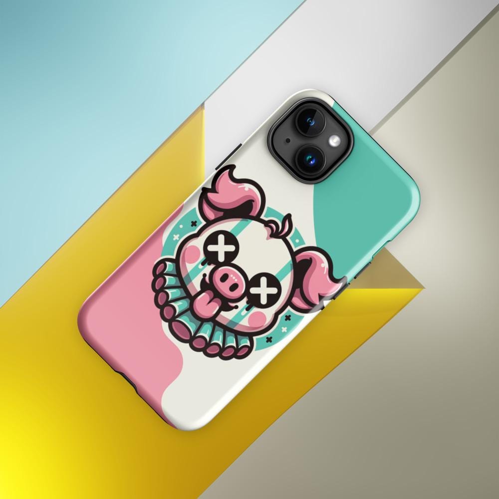 Creepy Cute Weirdcore Pig Clown Clowncore Grunge Pastel Goth Tough Case for iPhone® Glossy or Matte