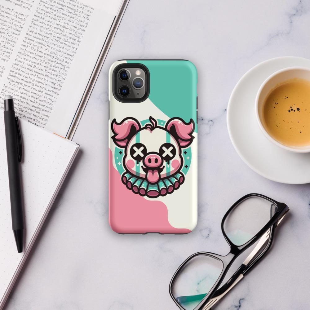 Creepy Cute Weirdcore Pig Clown Clowncore Grunge Pastel Goth Tough Case for iPhone® Glossy or Matte