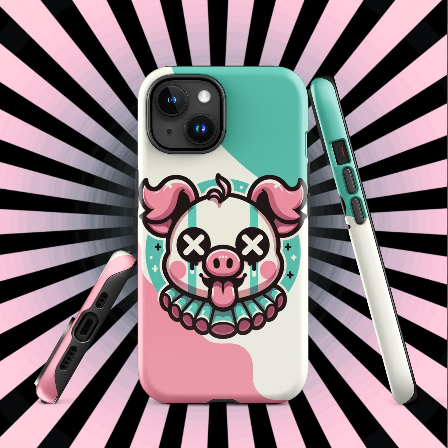 Creepy Cute Weirdcore Pig Clown Clowncore Grunge Pastel Goth Tough Case for iPhone® Glossy or Matte