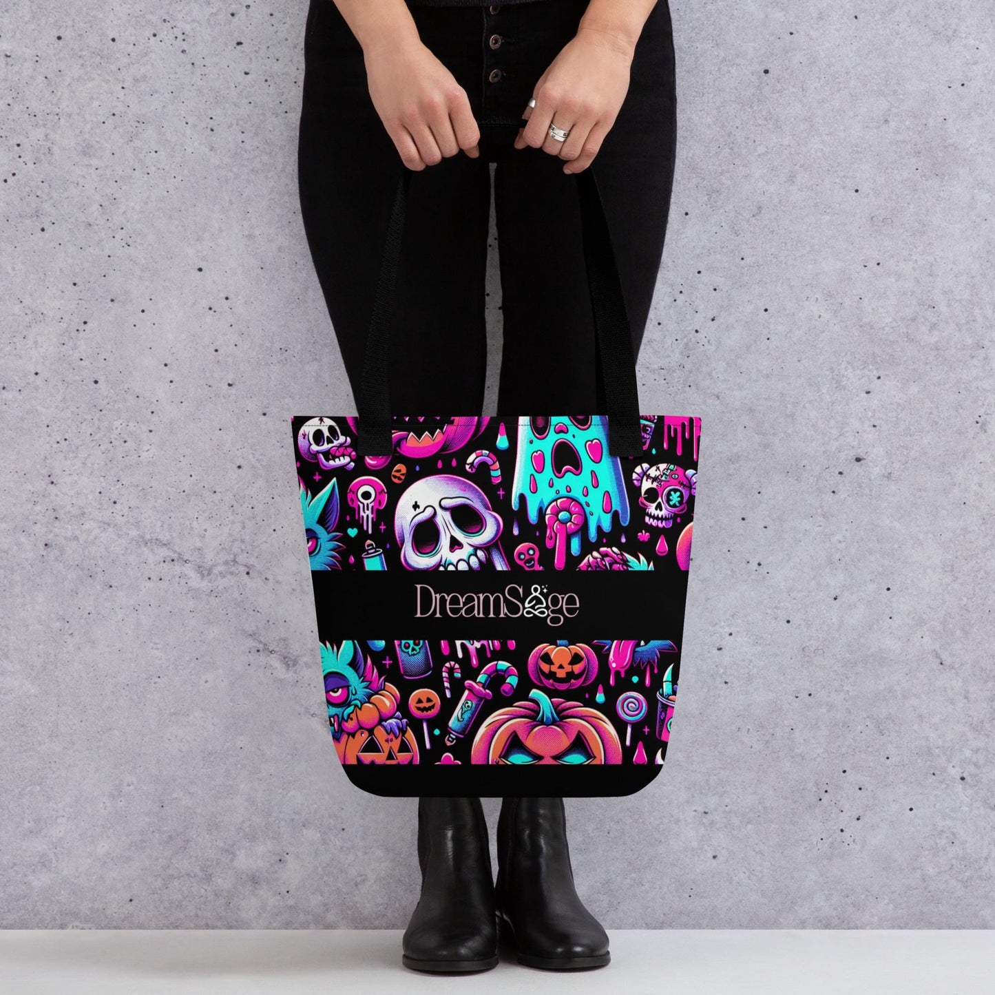 TOTE BAG Gothic Grunge Neon Goth Darkcore Weirdcore Ghost Gore Trick or Treat Dark Aesthetic Halloween Tote Bag
