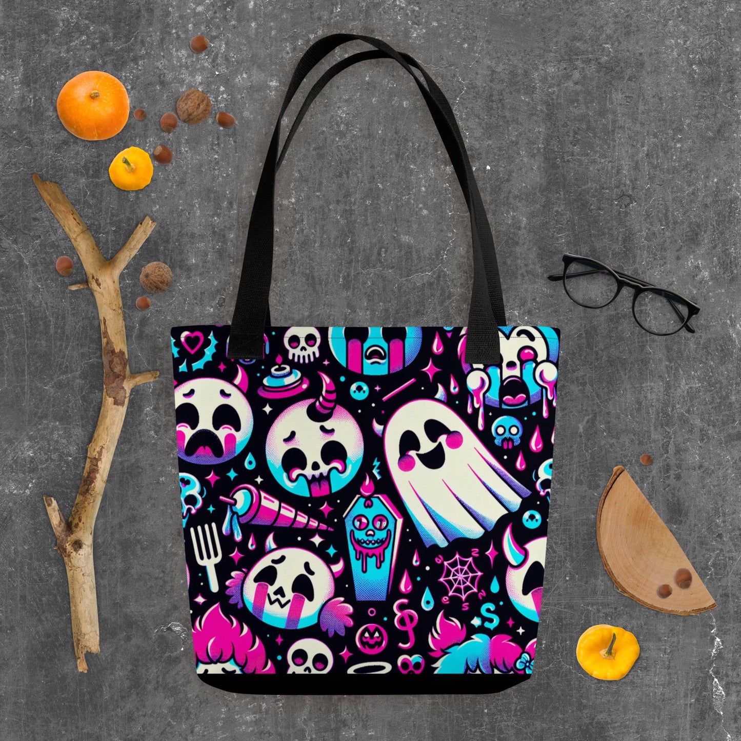TOTE BAG Gothic Grunge Neon Goth Darkcore Weirdcore Creepy Cute Ghosts Dark Aesthetic Halloween Trick or Treat Tote Bag