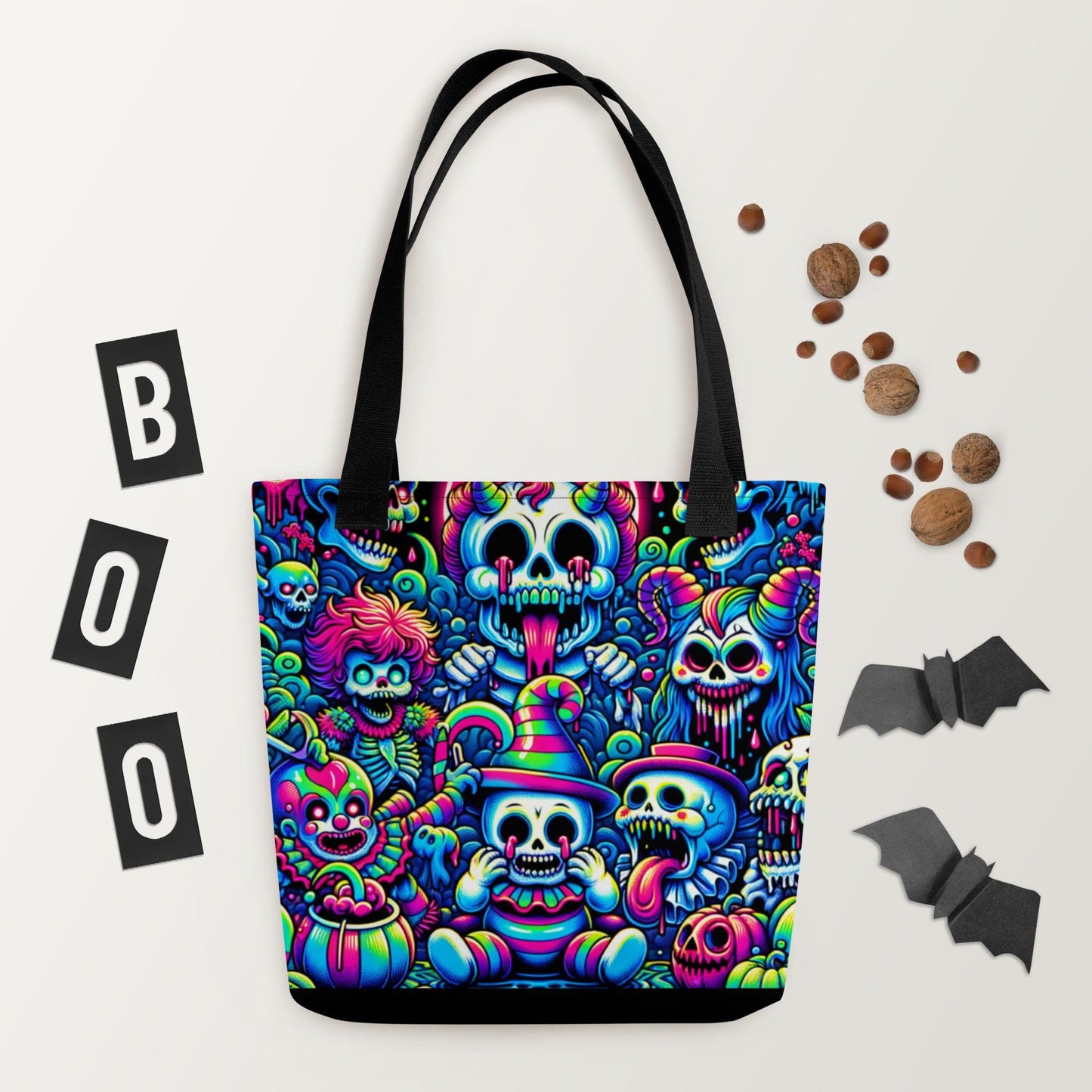 TOTE BAG Gothic Grunge Neon Goth Darkcore Weirdcore Sugar Skulls Day of the Dead Halloween Tote Bag