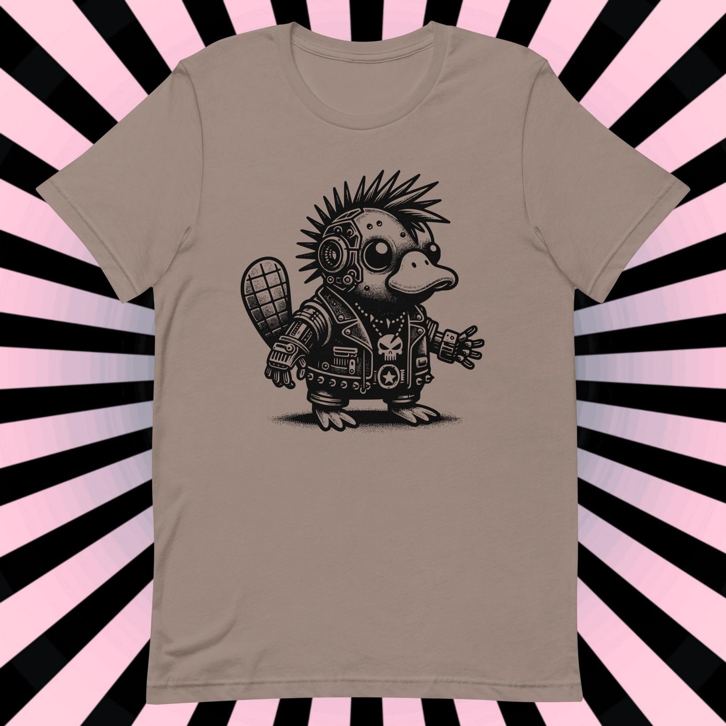 Cyborg Platypus Tee Kawaii Cyberpunk & Y2K Pastel Goth Techwear Platypus Shirt in Whimsigoth Warcore Style