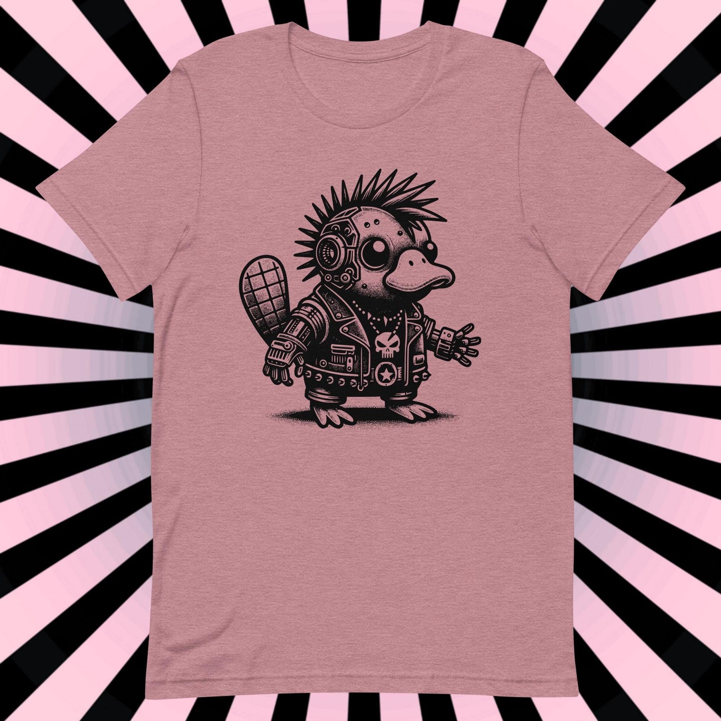 Cyborg Platypus Tee Kawaii Cyberpunk & Y2K Pastel Goth Techwear Platypus Shirt in Whimsigoth Warcore Style