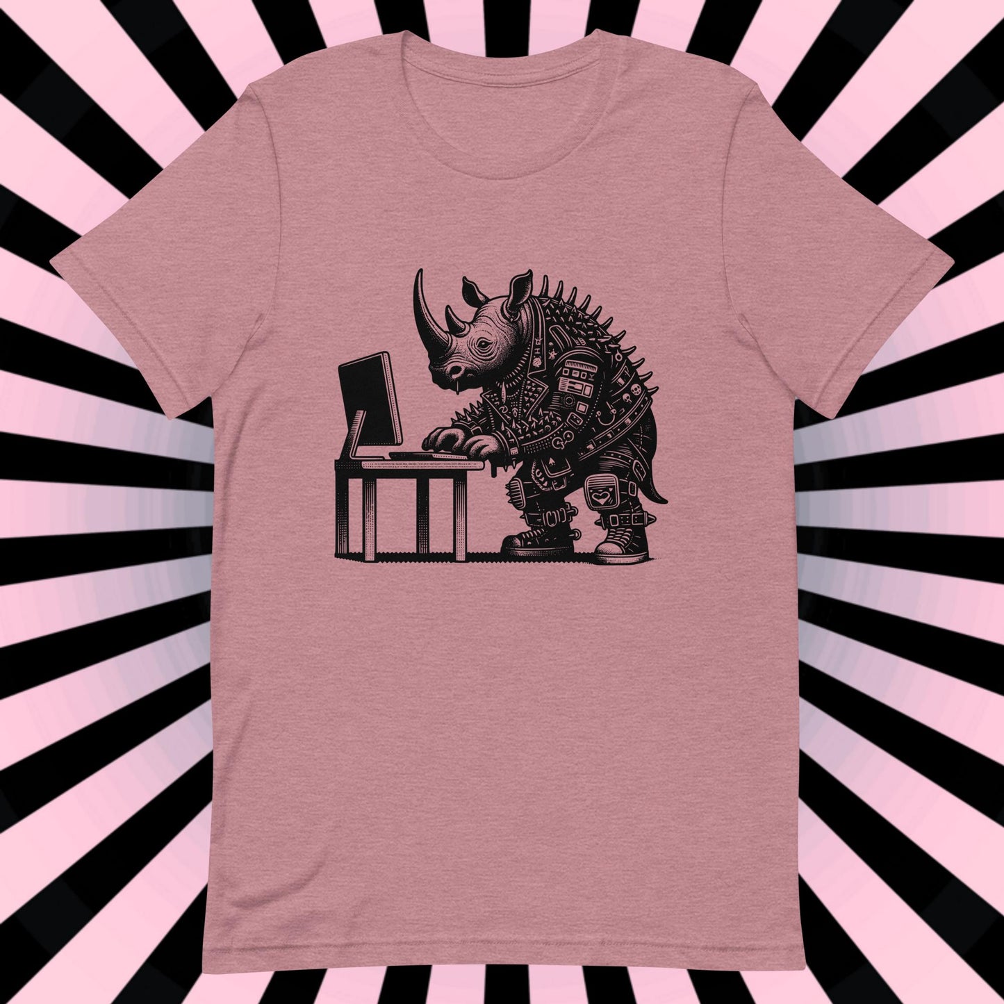 Cyberpunk Rhino T-Shirt Y2K Pastel Goth Rhino Shirt Techwear Unique Whimsigoth and Weirdcore Fashion
