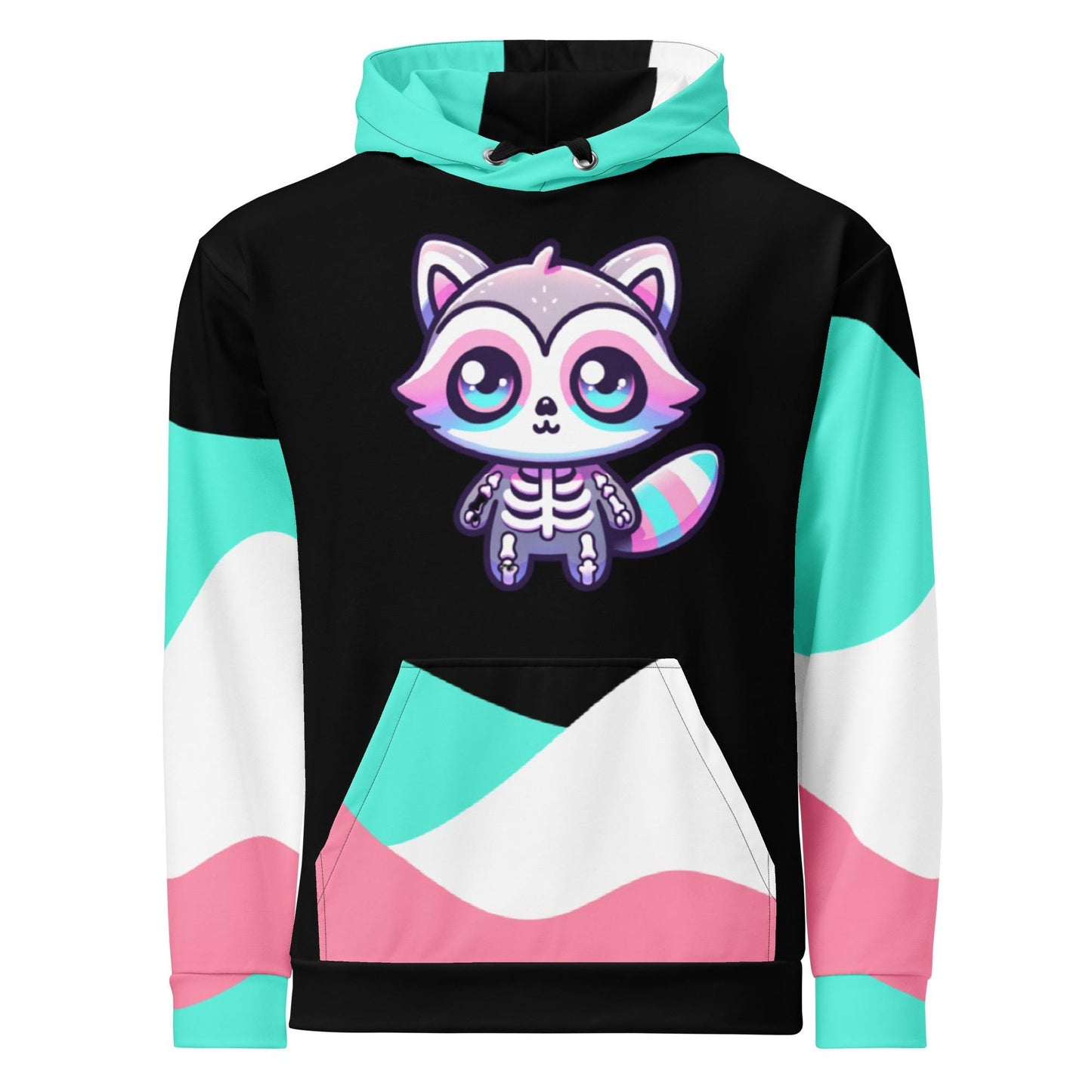 Weirdcore Raccoon Skeleton Graphic Hoodie Pastel Goth Grunge Y2K Unisex Hoodie