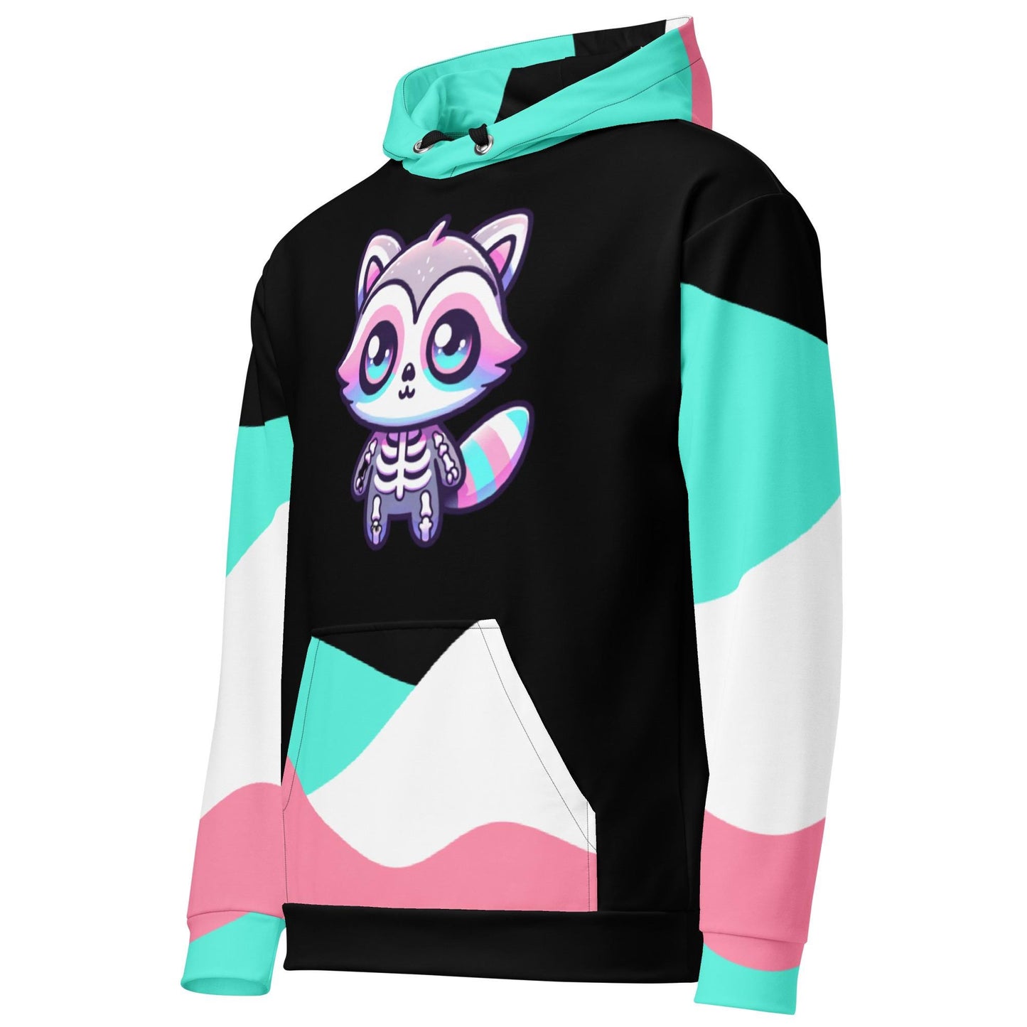 Weirdcore Raccoon Skeleton Graphic Hoodie Pastel Goth Grunge Y2K Unisex Hoodie