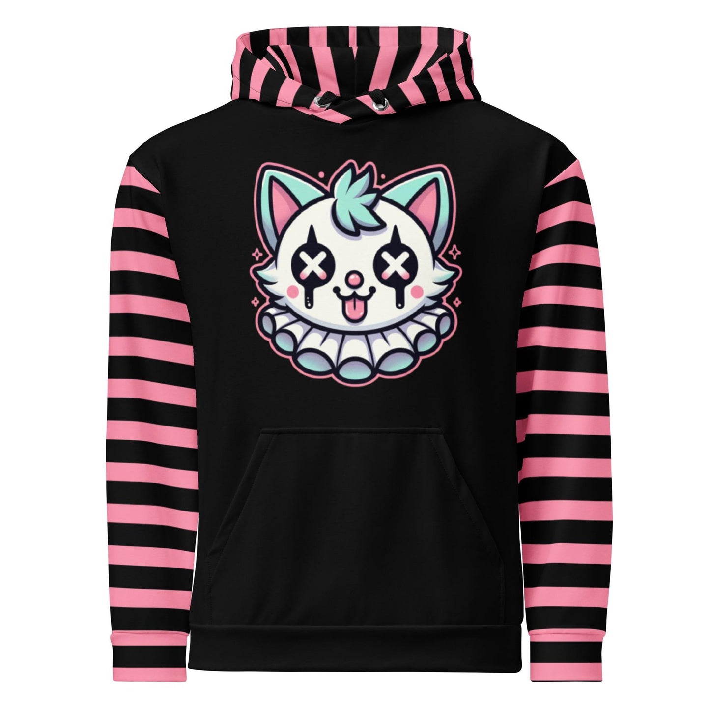 Weirdcore Clowncore Clown Kitty Cat Pastel Goth Graphic Grunge Y2K Unisex Hoodie