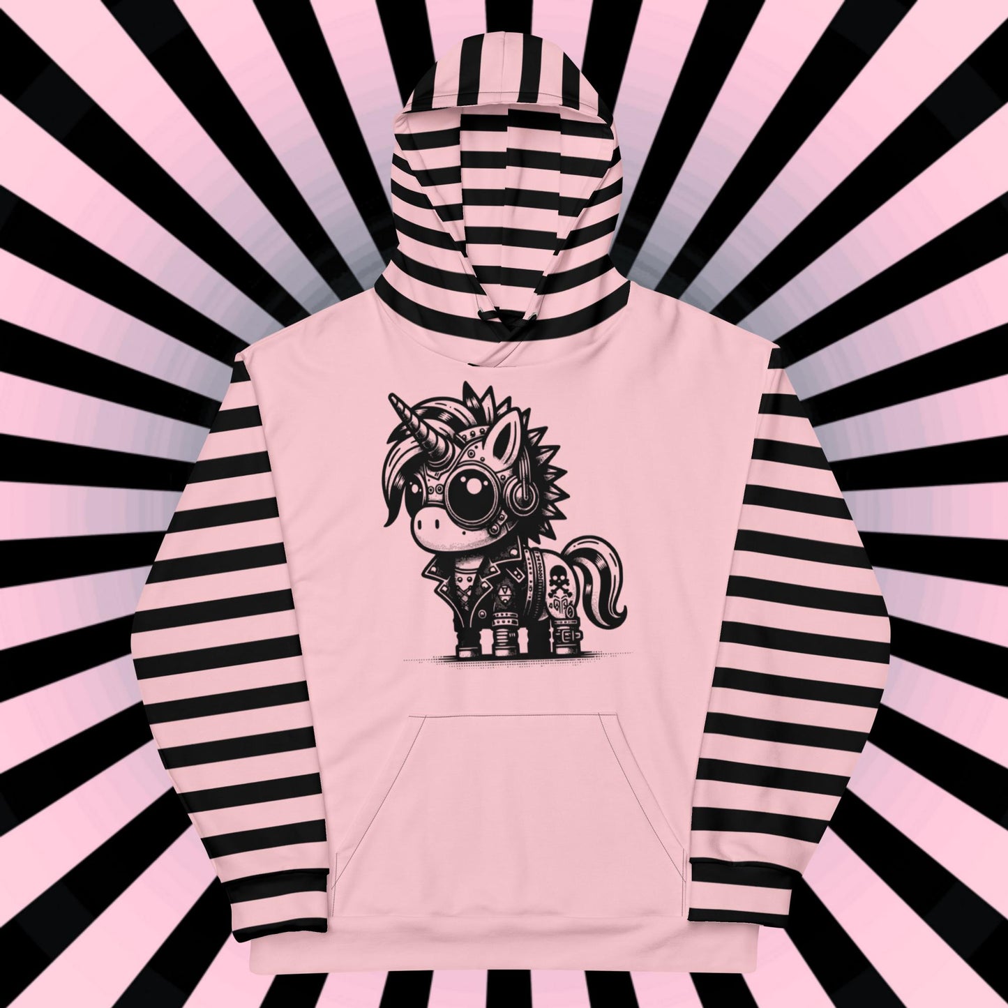 Punkrock Gothic Unicorn Etch Graphic Unisex Hoodie Y2K Grunge Long Sleeve Pastel Goth Hoodie