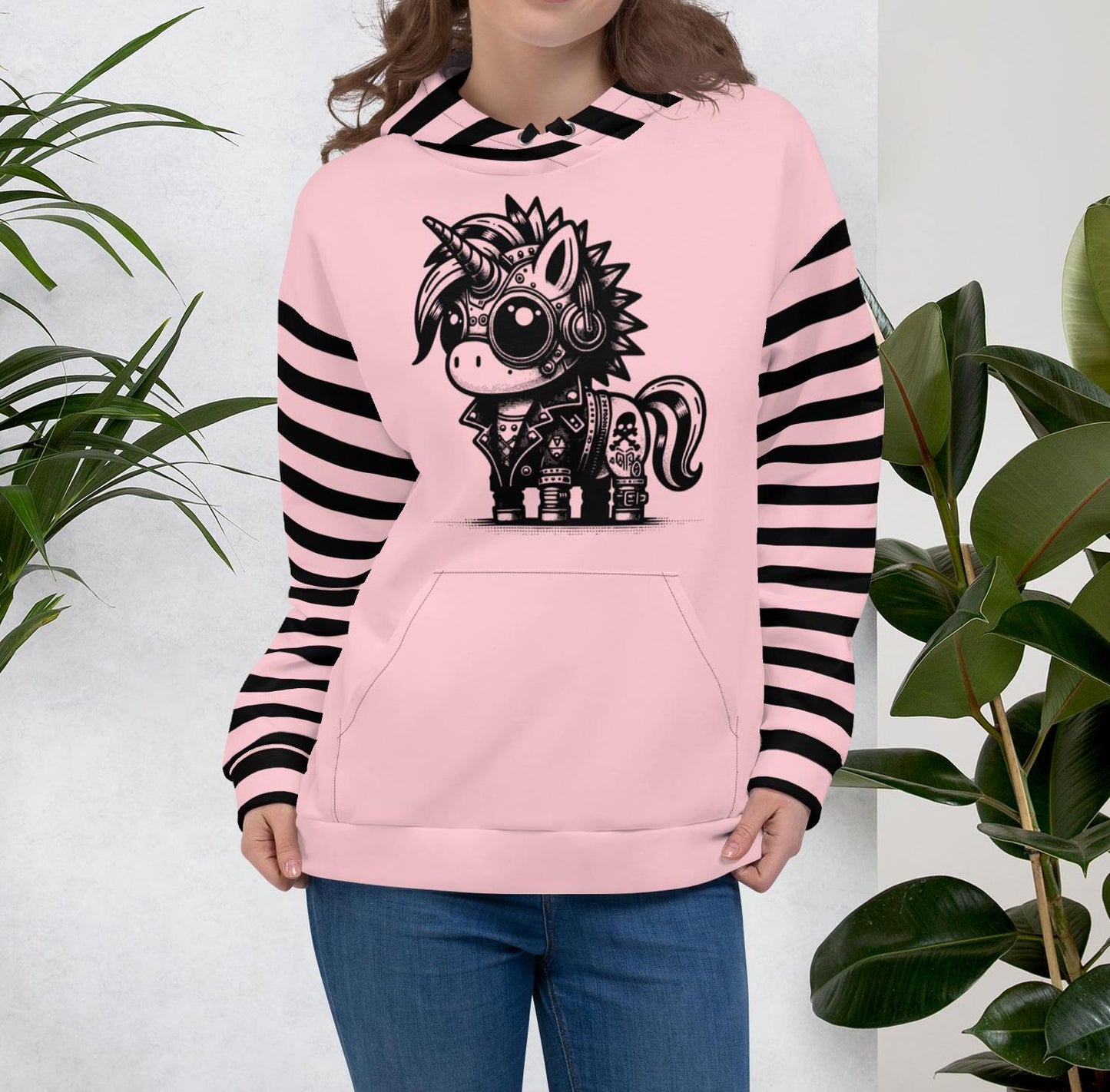 Punkrock Gothic Unicorn Etch Graphic Unisex Hoodie Y2K Grunge Long Sleeve Pastel Goth Hoodie