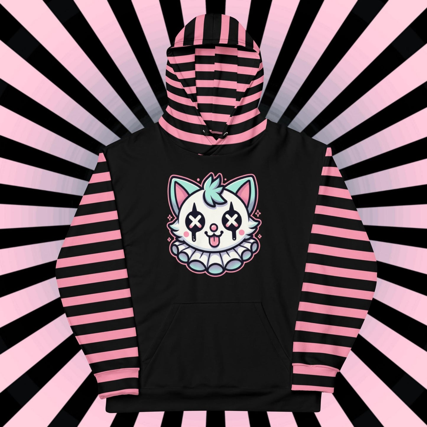 Weirdcore Clowncore Clown Kitty Cat Pastel Goth Graphic Grunge Y2K Unisex Hoodie